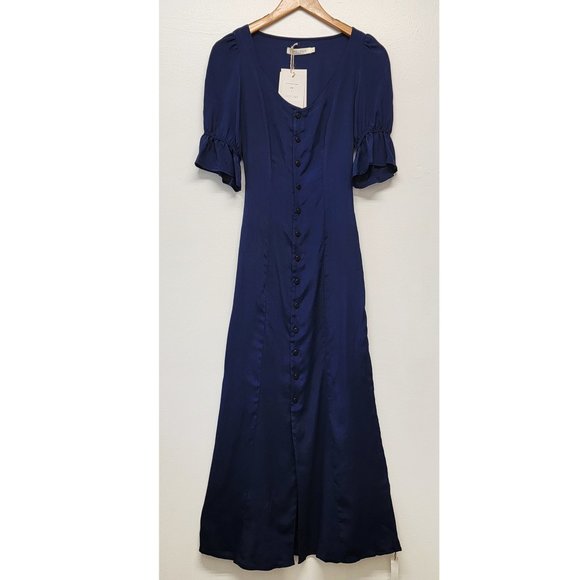 Christy Dawn Lennon Dress XS Midnight Navy Blue Puff Sleeves Midi Boho Country - Picture 7 of 16